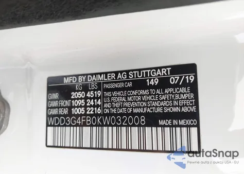 2019 Mercedes-Benz A 220 4Matic из США, поврежденный, VIN WDD3G4FB0KW032008